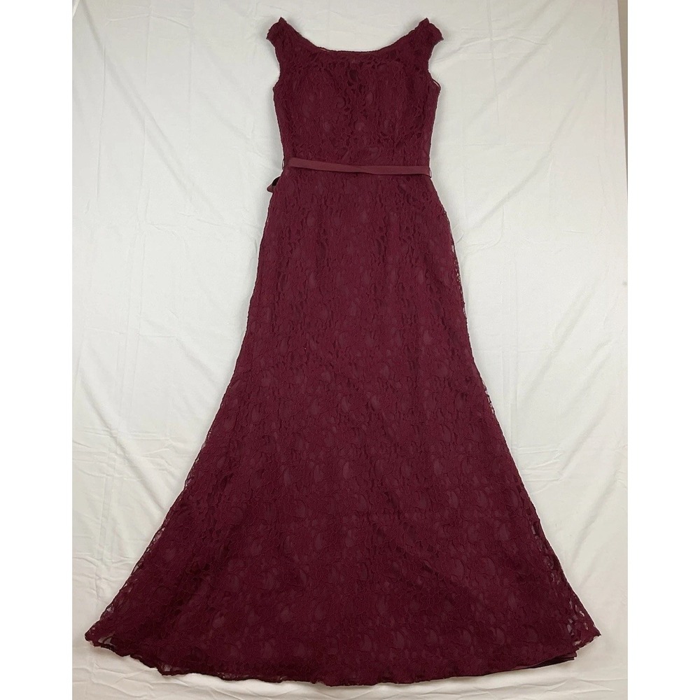 Morilee Madeline‎ Gardner Burgundy Lace Gown Size 4 Formal Evening Maxi Dress